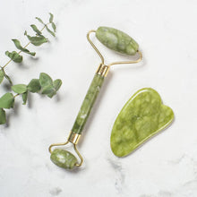Cargar imagen en el visor de la galería, Kit Gua Sha Y Rodillo De Jade Natural