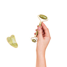 Cargar imagen en el visor de la galería, Kit Gua Sha Y Rodillo De Jade Natural