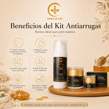 Cargar imagen en el visor de la galería, Beneficios del Kit Antiarrugas Para Piel Madura con productos para cuidar la piel de mujeres de 40 años.