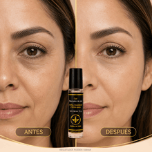 Cargar imagen en el visor de la galería, Gel para ojeras con miel y ácido hialurónico antes y después de su aplicación, mostrando resultados visibles.