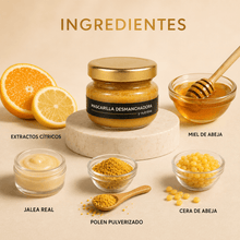 Cargar imagen en el visor de la galería, Ingredientes de la mascarilla para manchas con miel y cítricos: miel, extractos cítricos, jalea real y más.